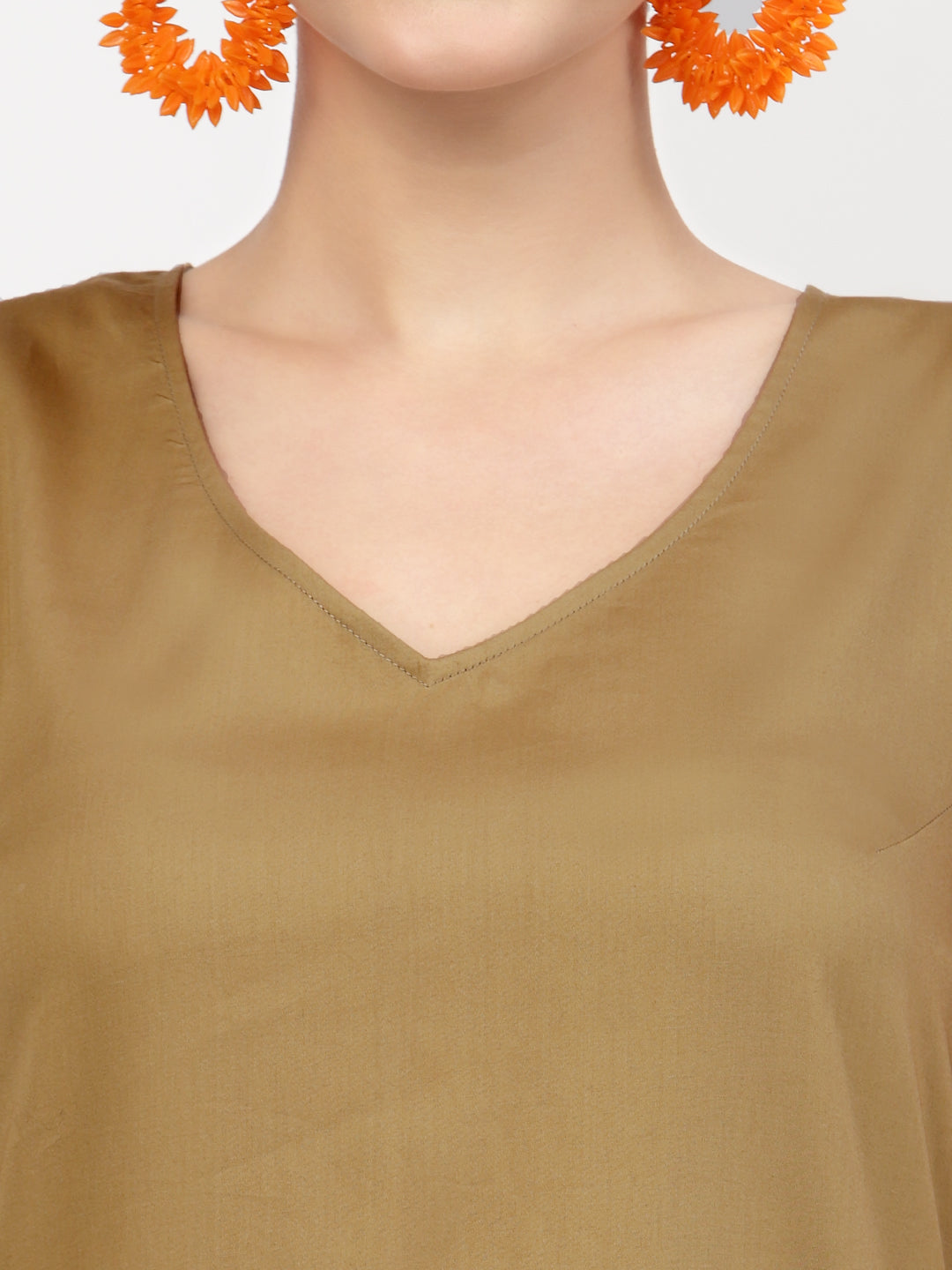 Beige Organza Drape Dresses for Ladies-3