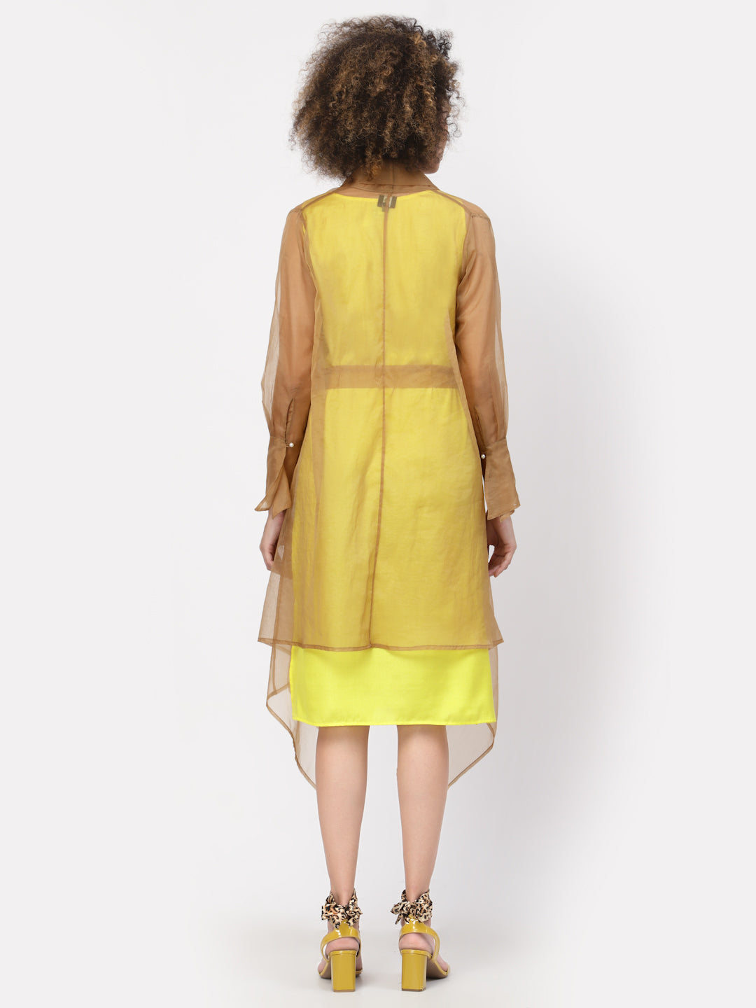 Beige Organza Drape Jacket With Yellow Inner, Organza jackets, Stylish Jackets, Summer Women’s Jackets, Long Women Jackets , Short jackets for women