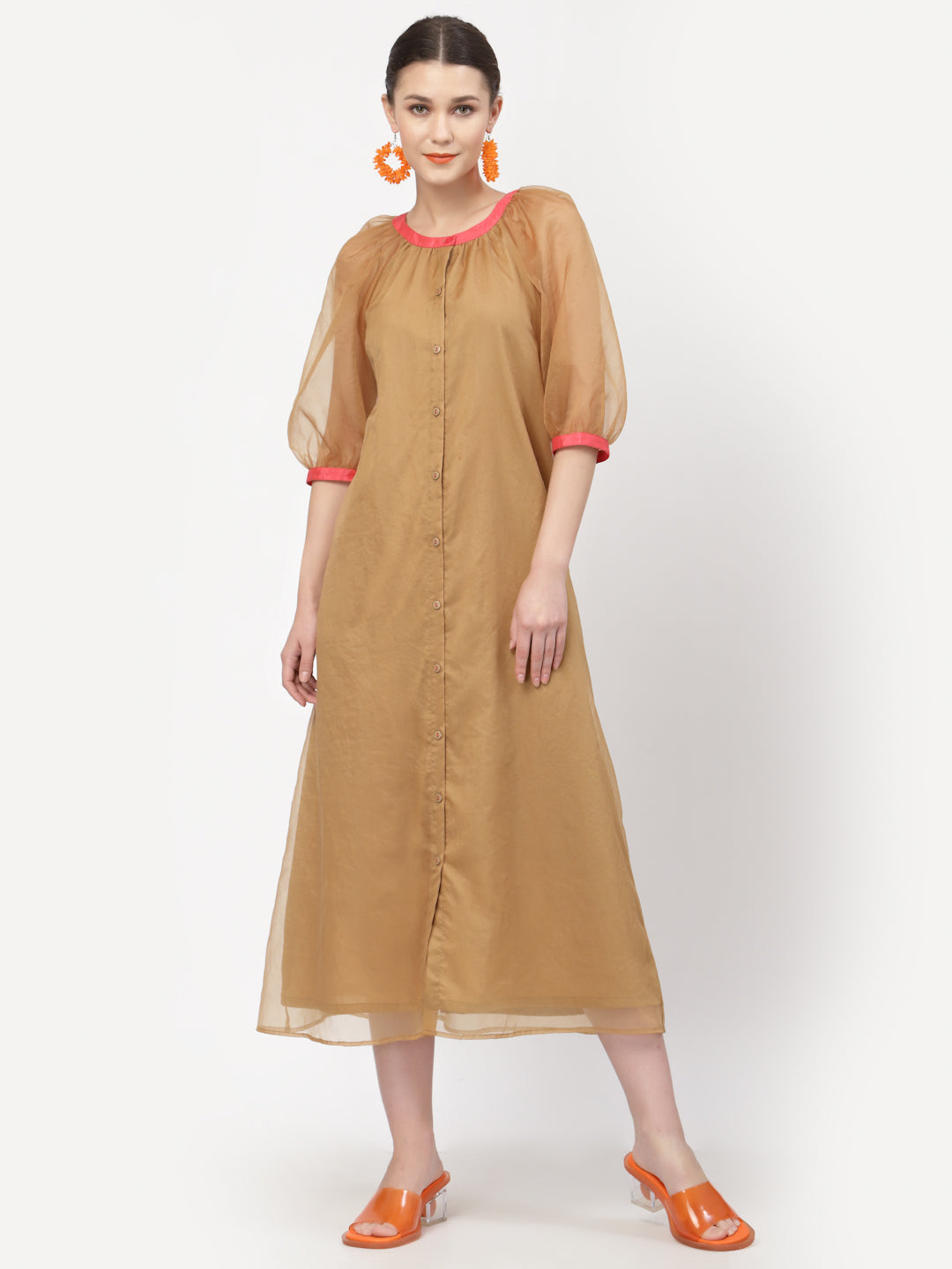 Buy Beige Organza Dresses for Women-1