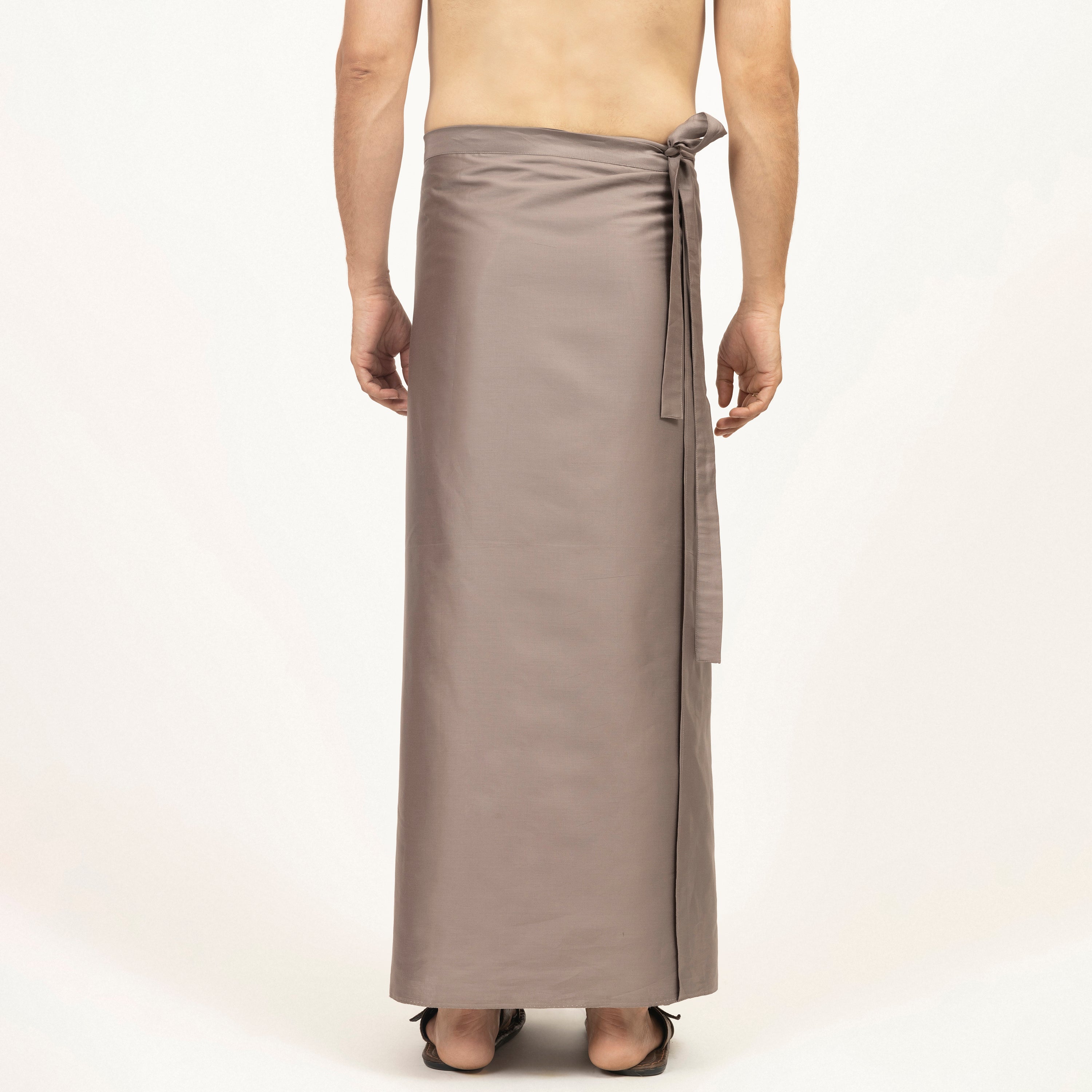 Beige Pre Pleated Wrap Dhoti for Men-5