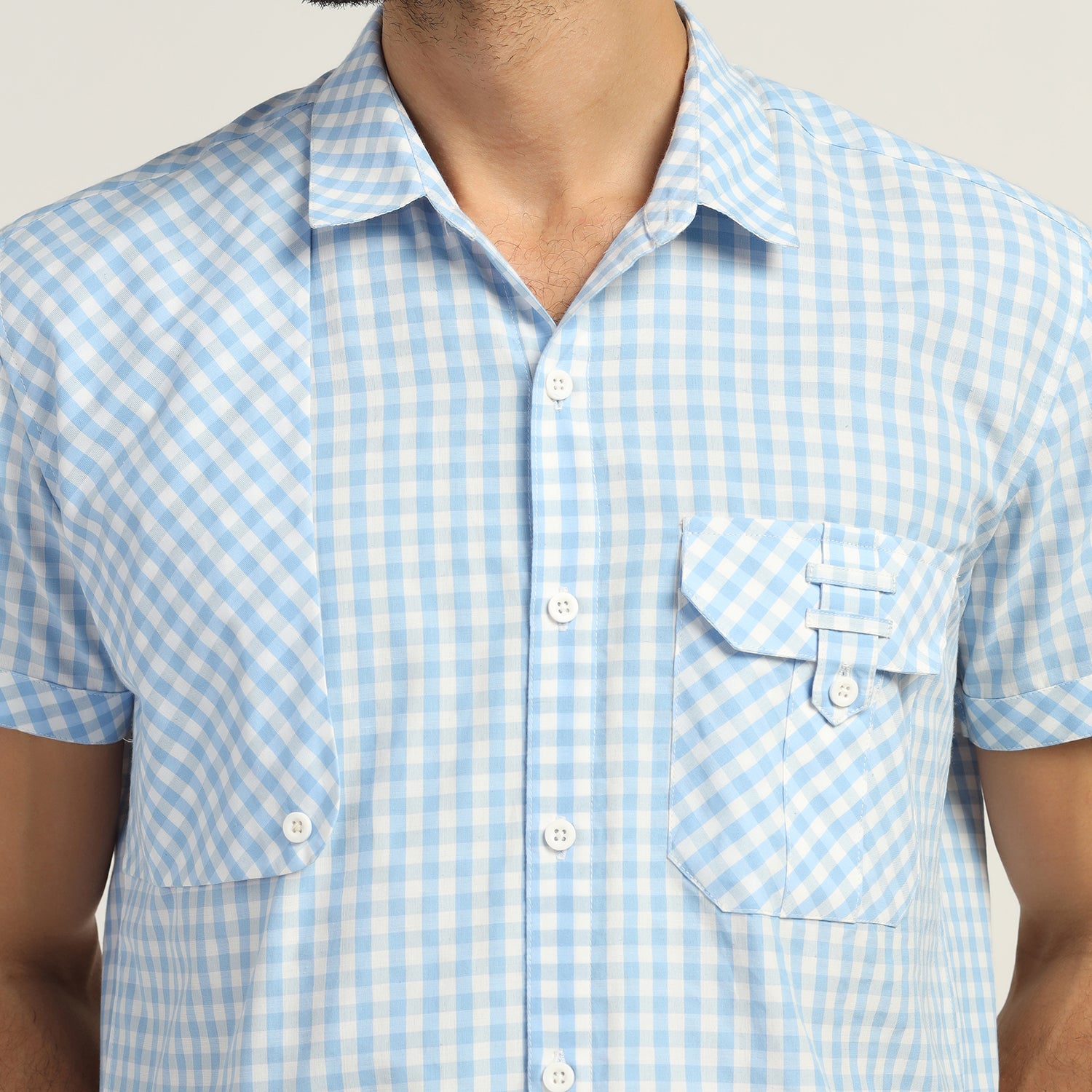 Blue Check Patch Shirt, shirts for men, men shirts, designer shirts, stylish shirts, shirt design