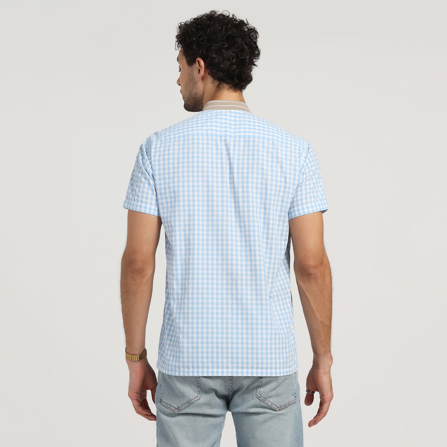 Buy Blue Check Shirt for Men-4