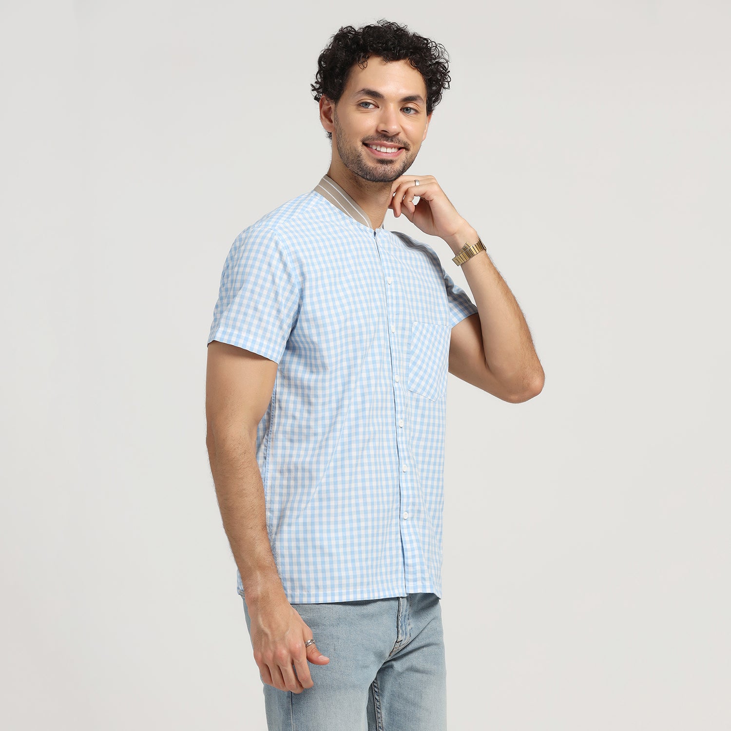 Buy Blue Check Shirt for Men-2