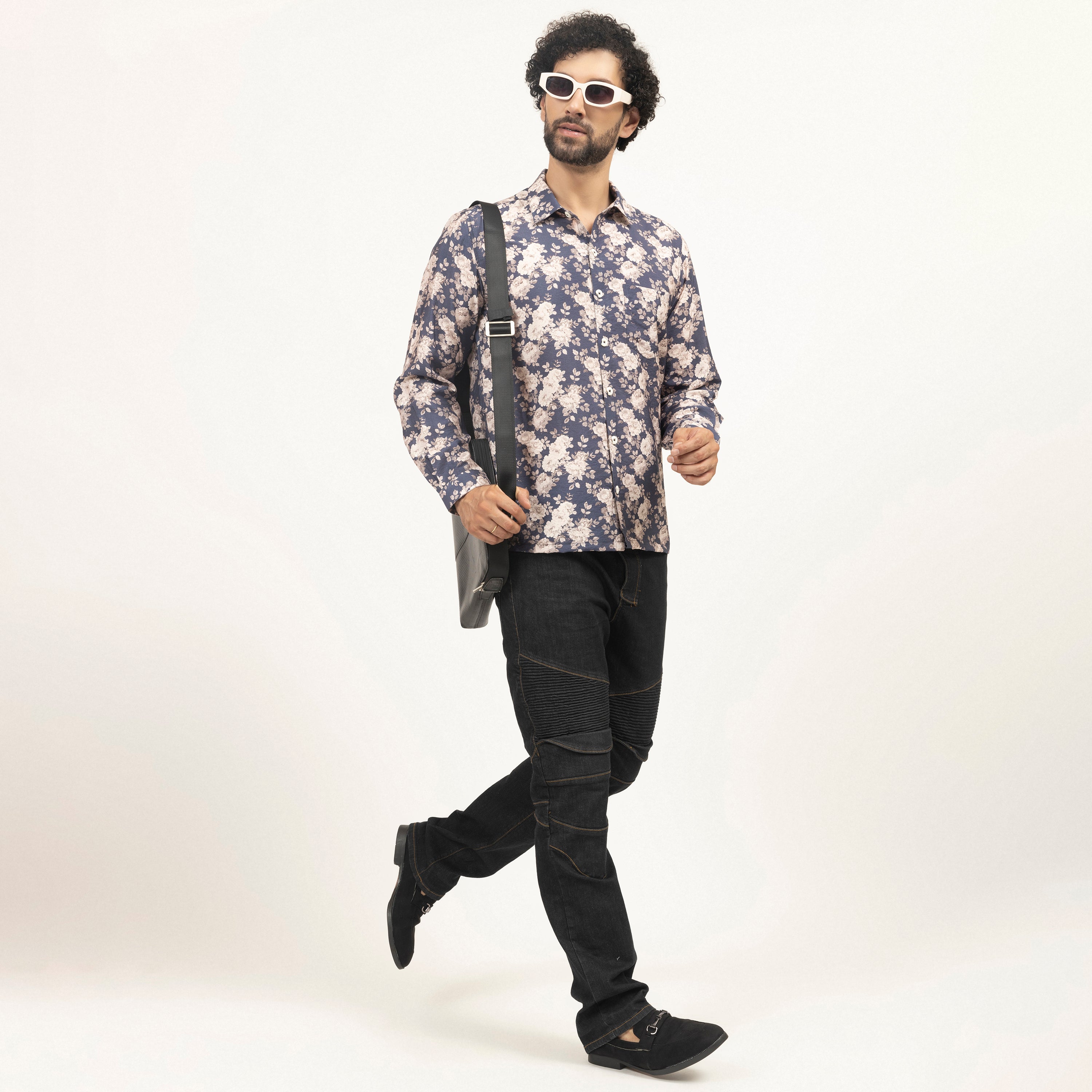 Blue Floral Printed Full Sleeves Shirt, shirts for men, shirts, designs, color, men shirt