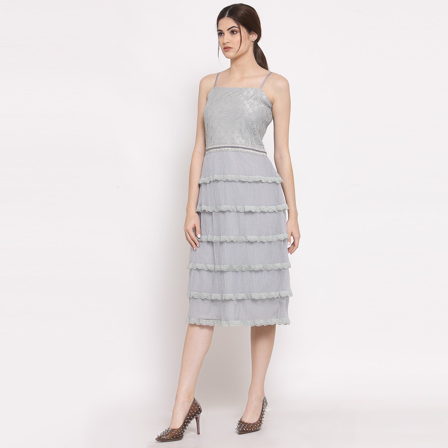Buy Blue Net Frill Dresses for Women-1