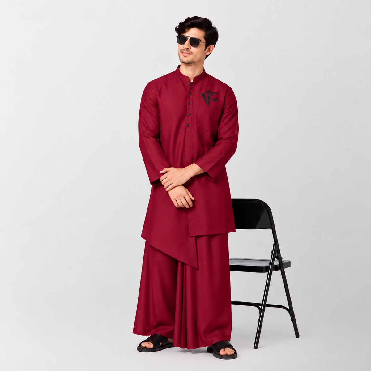 Maroon Dhoti With Elasticated Waistband