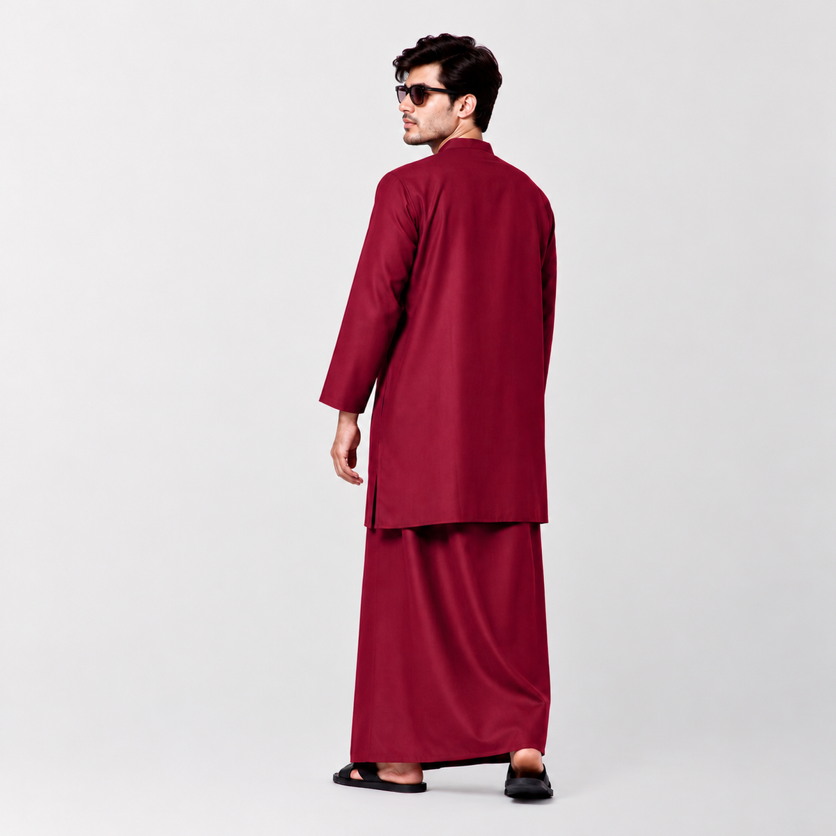 Maroon Cotton Kurta With Card Embroidery
