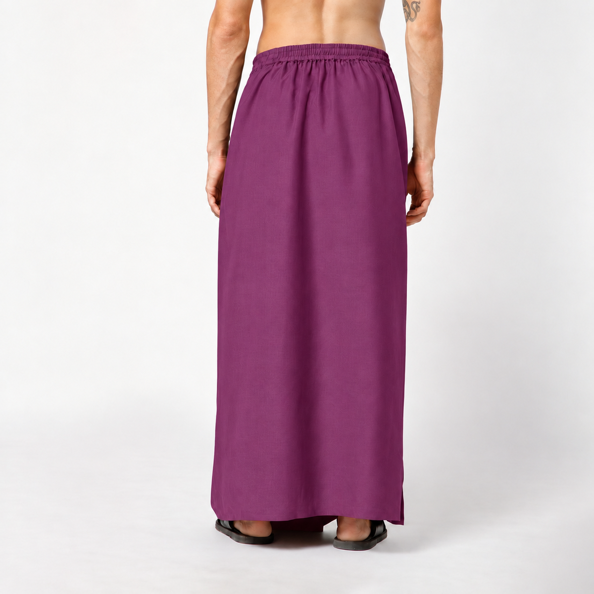 Prune Silk Dhoti With Elasticated Waistband