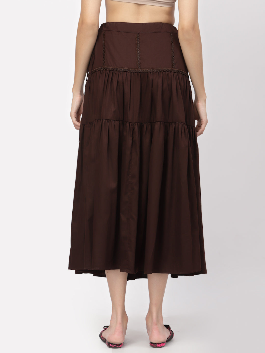 Chocolate Brown Long Skirt for Women -2