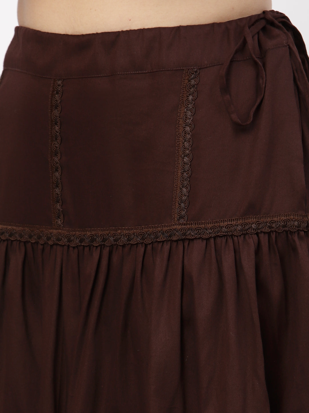 Chocolate Brown Long Skirt for Women -4