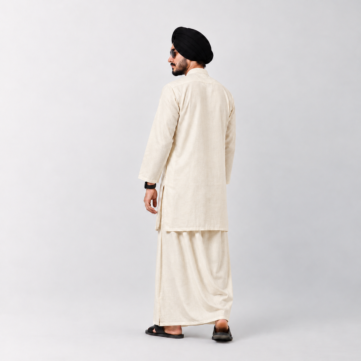White Cotton Kurta With Card Embroidery