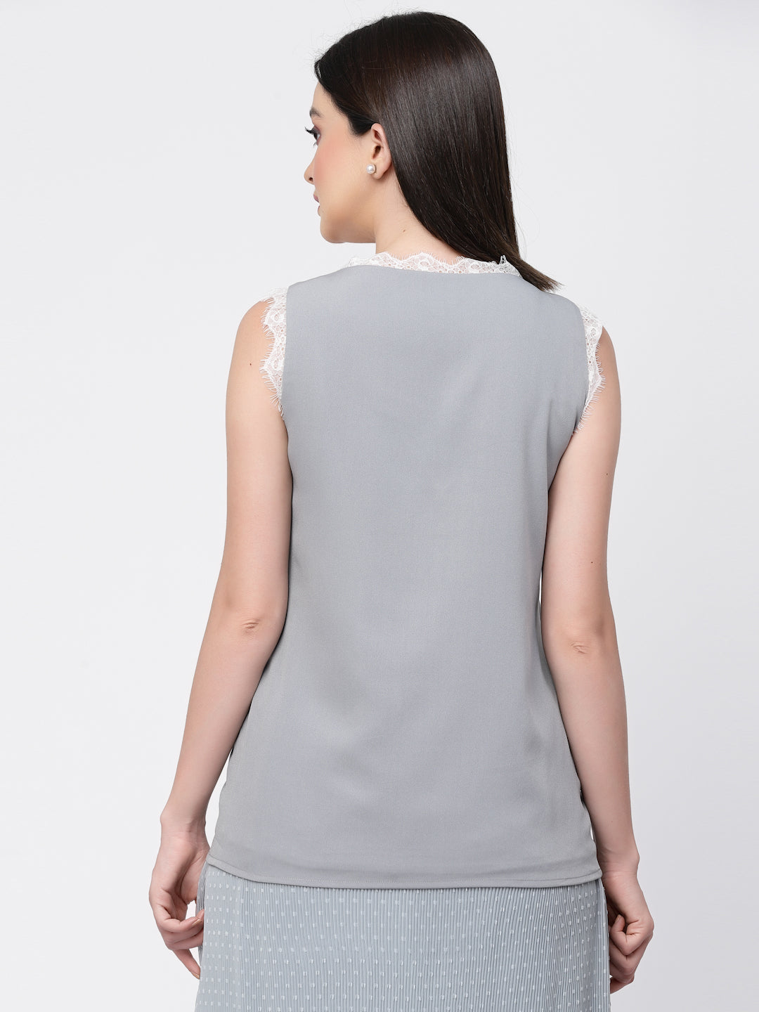 Crepe Top With Lace With Lining, tops for women, crop top, crop tops for women, organza tops