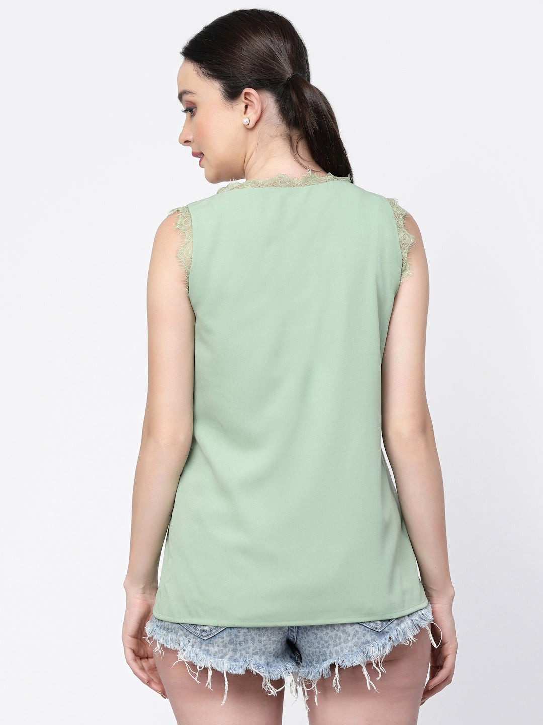 Crepe Top With Lace With Lining, tops for women, crop top, crop tops for women, organza tops