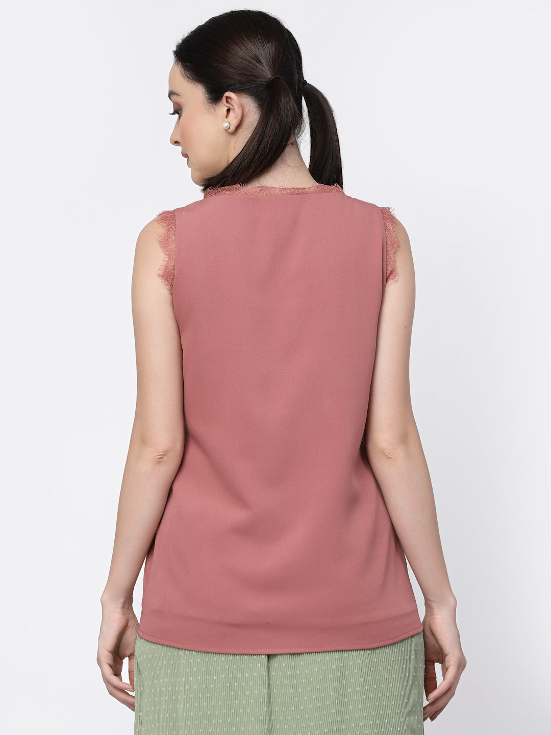 Crepe Top With Lace With Lining, tops for women, crop top, crop tops for women, organza tops