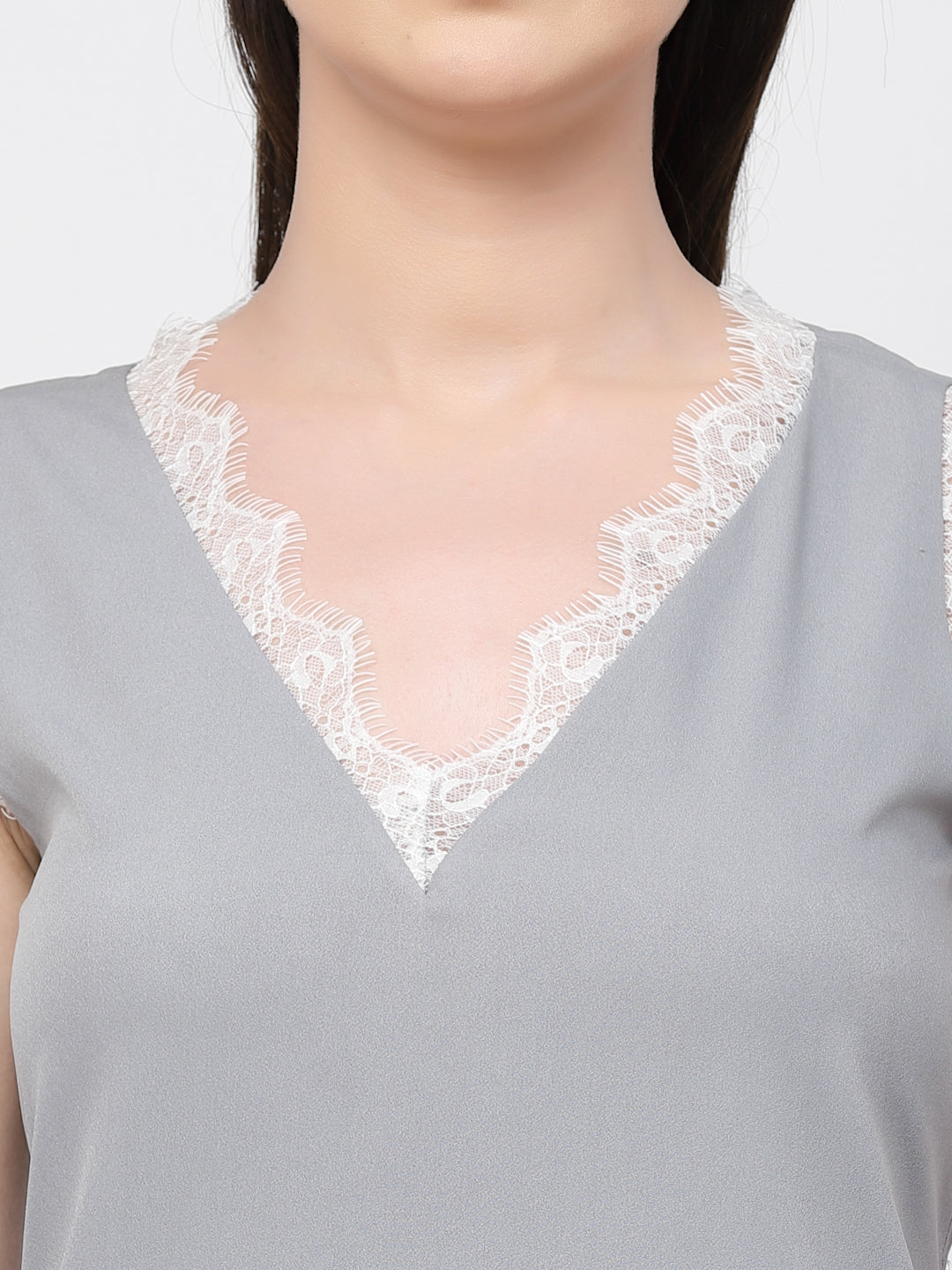 Crepe Top With Lace With Lining, tops for women, crop top, crop tops for women, organza tops