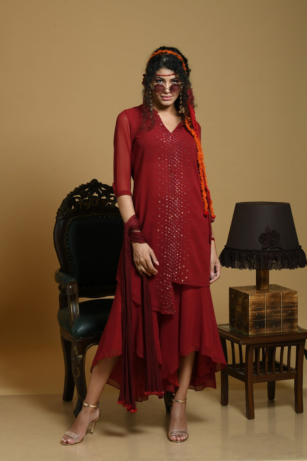 Maroon Georgette Tunic