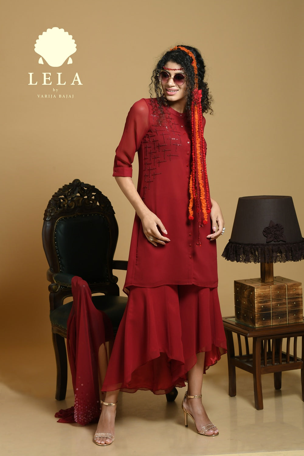 Pink Embroidered Tunic With Asymmetrical Back
