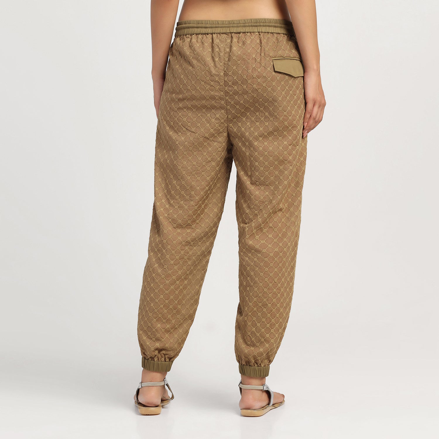 Dark Green Schiffle Pant for Women-4