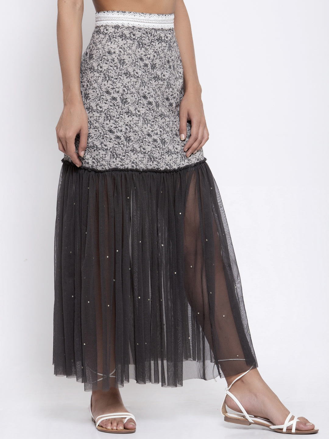 Buy Dark Grey Printed Skirt for Women-1