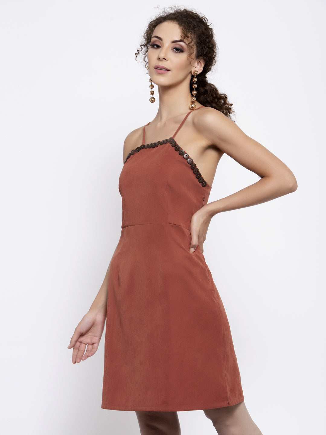 Buy Deep Rust Halter Dresses for Women-1