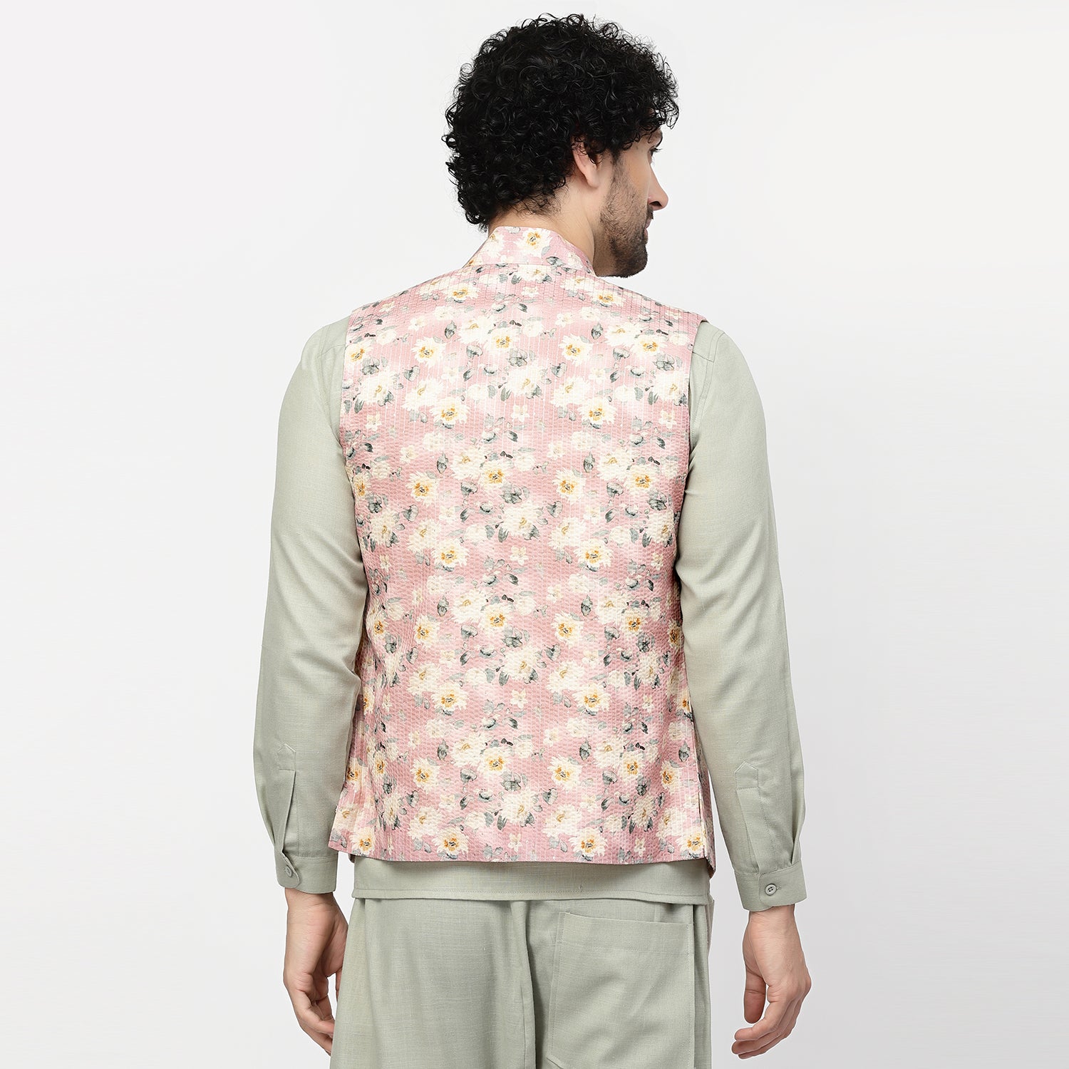 Floral Print Embroidered Jacket for Men-3