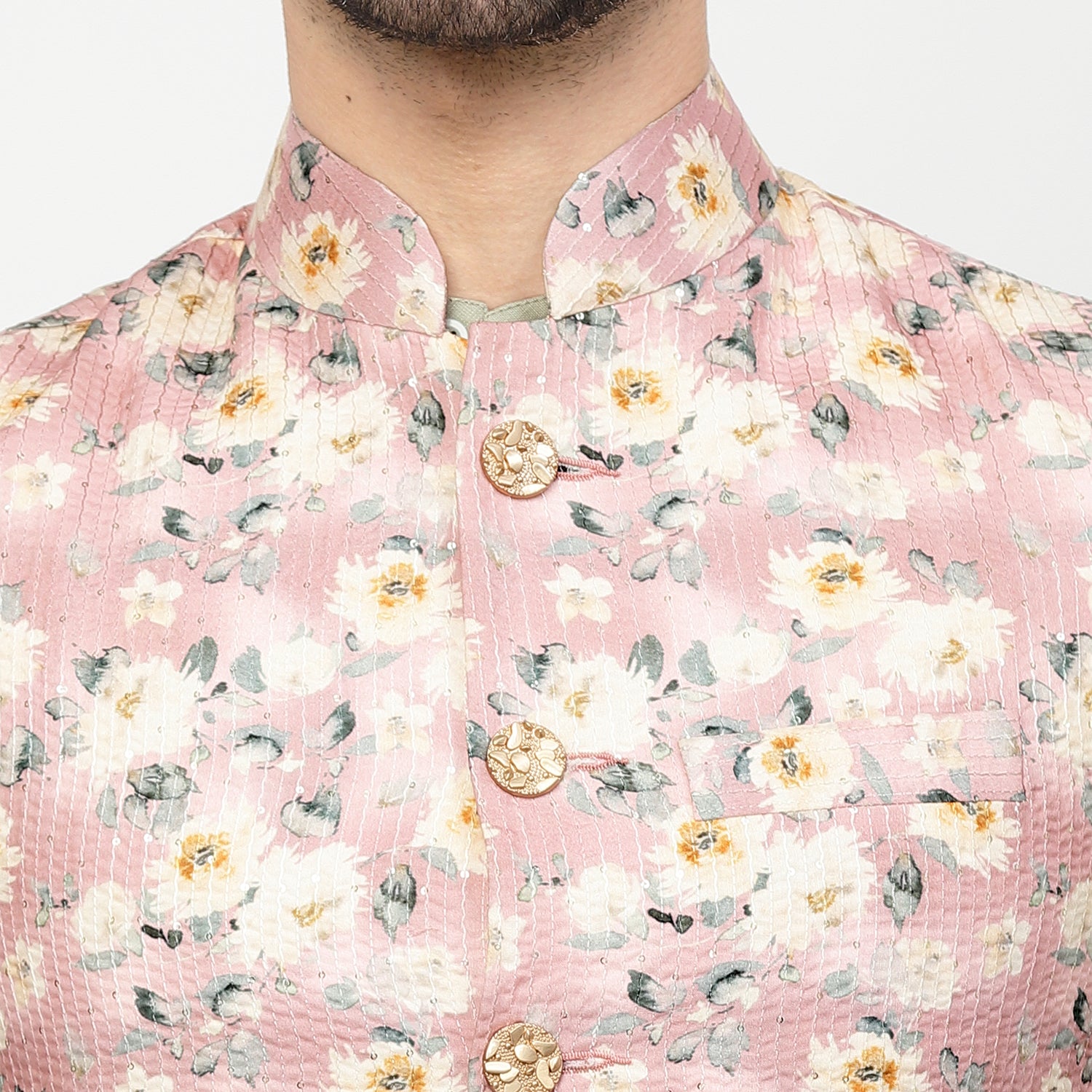 Floral Print Embroidered Jacket for Men-4