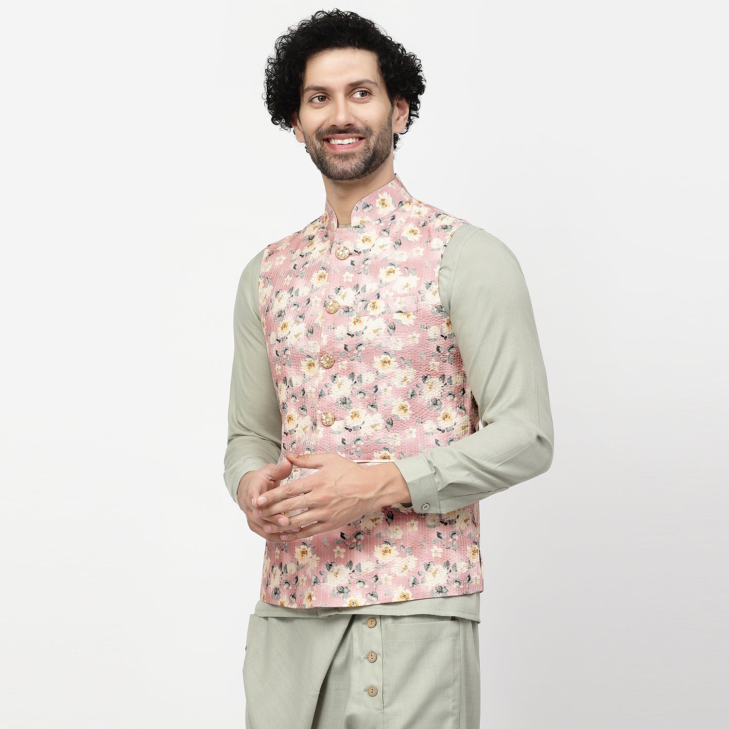 Floral Print Embroidered Jacket for Men-1