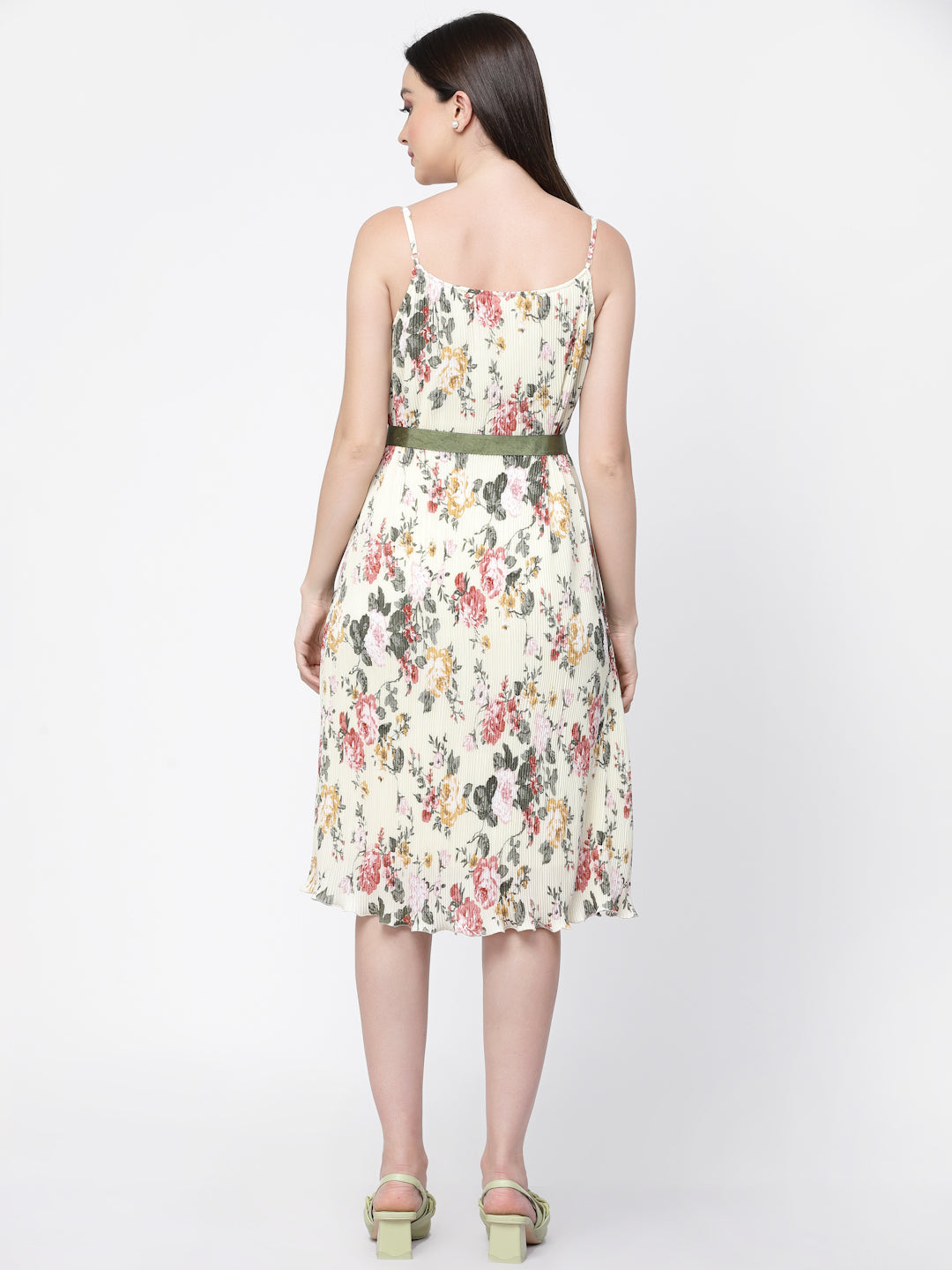Floral Print Spaghetti Dress With Belt, Mesh Dress , Party dress , Holographic print dress , sequins dress 