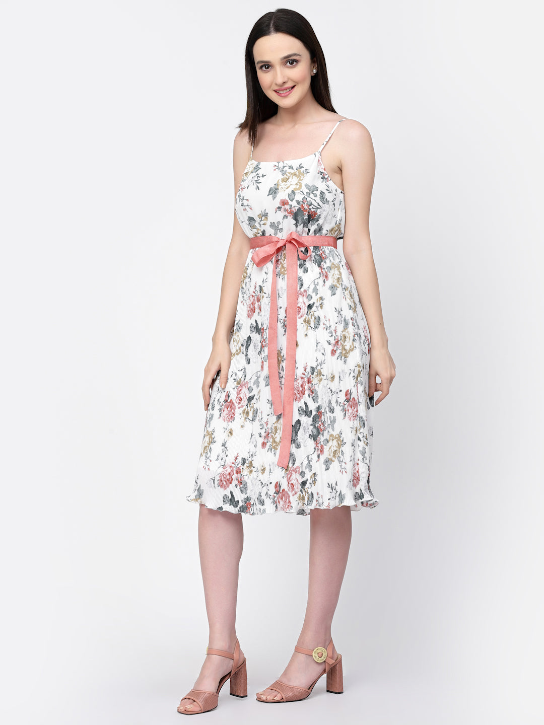 Floral Print Spaghetti Dress With Belt, Mesh Dress , Party dress , Holographic print dress , sequins dress 