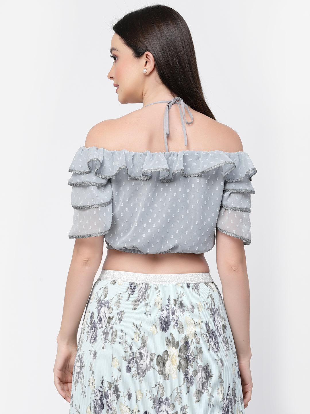 Georgette Halter Crop Top, tops for women, crop top, crop tops for women, organza tops