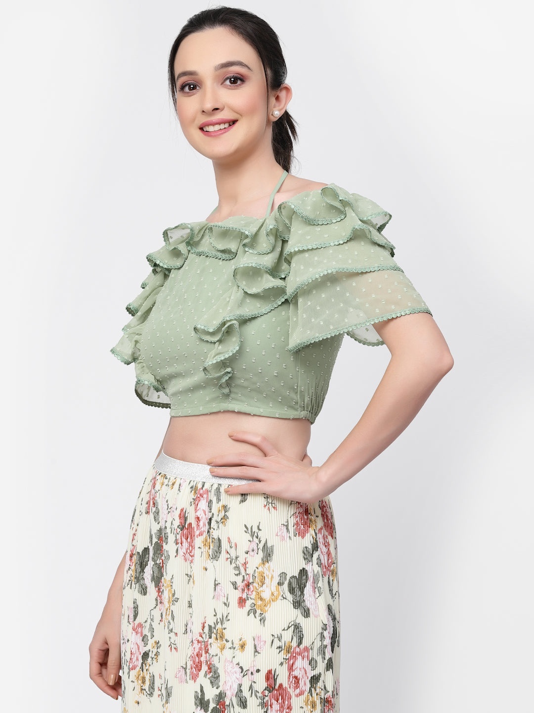 Georgette Halter Crop Top, tops for women, crop top, crop tops for women, organza tops