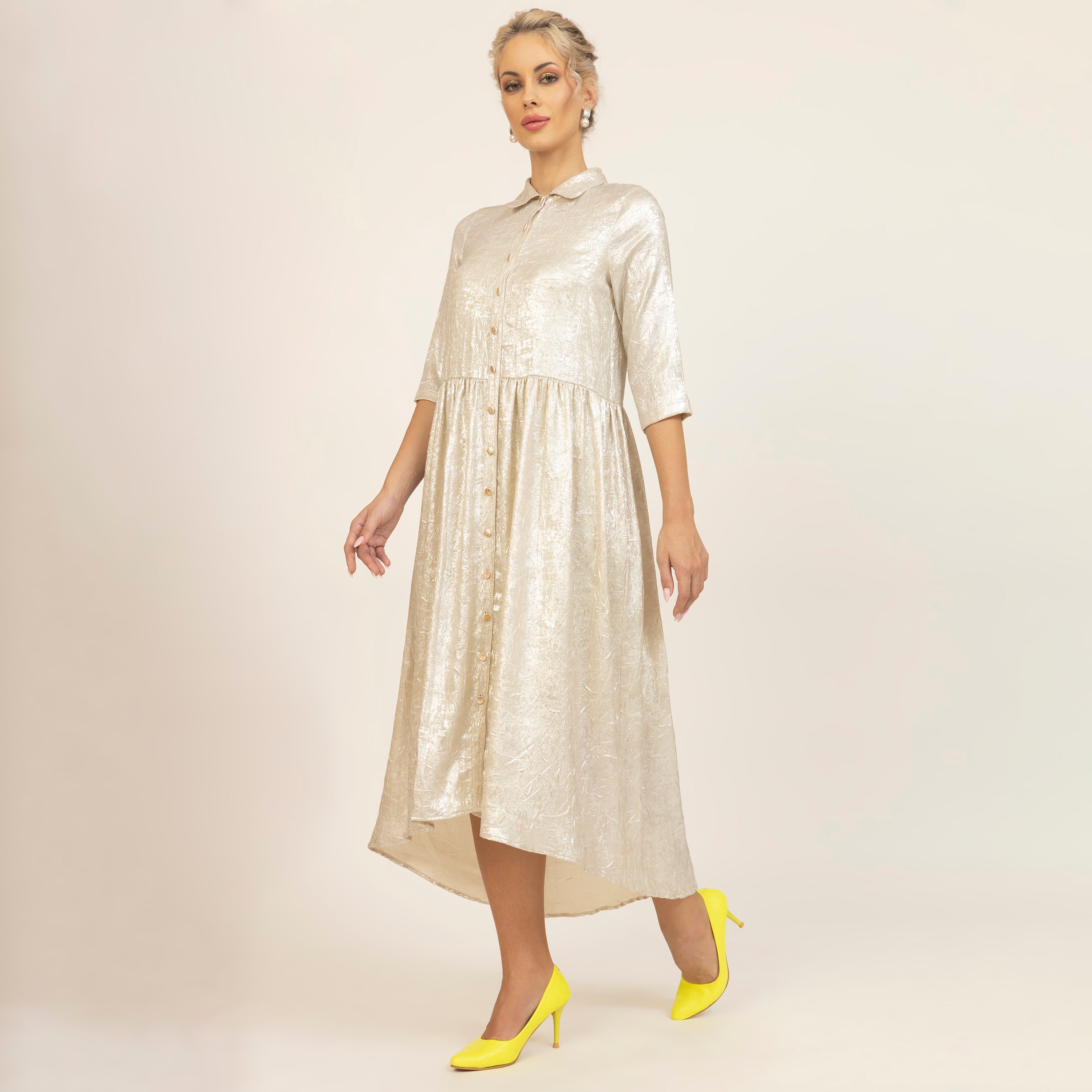 Golden Foil Textured Tunic, dresses for women, party wear dresses for women,  dresses, women dresses, one piece dress