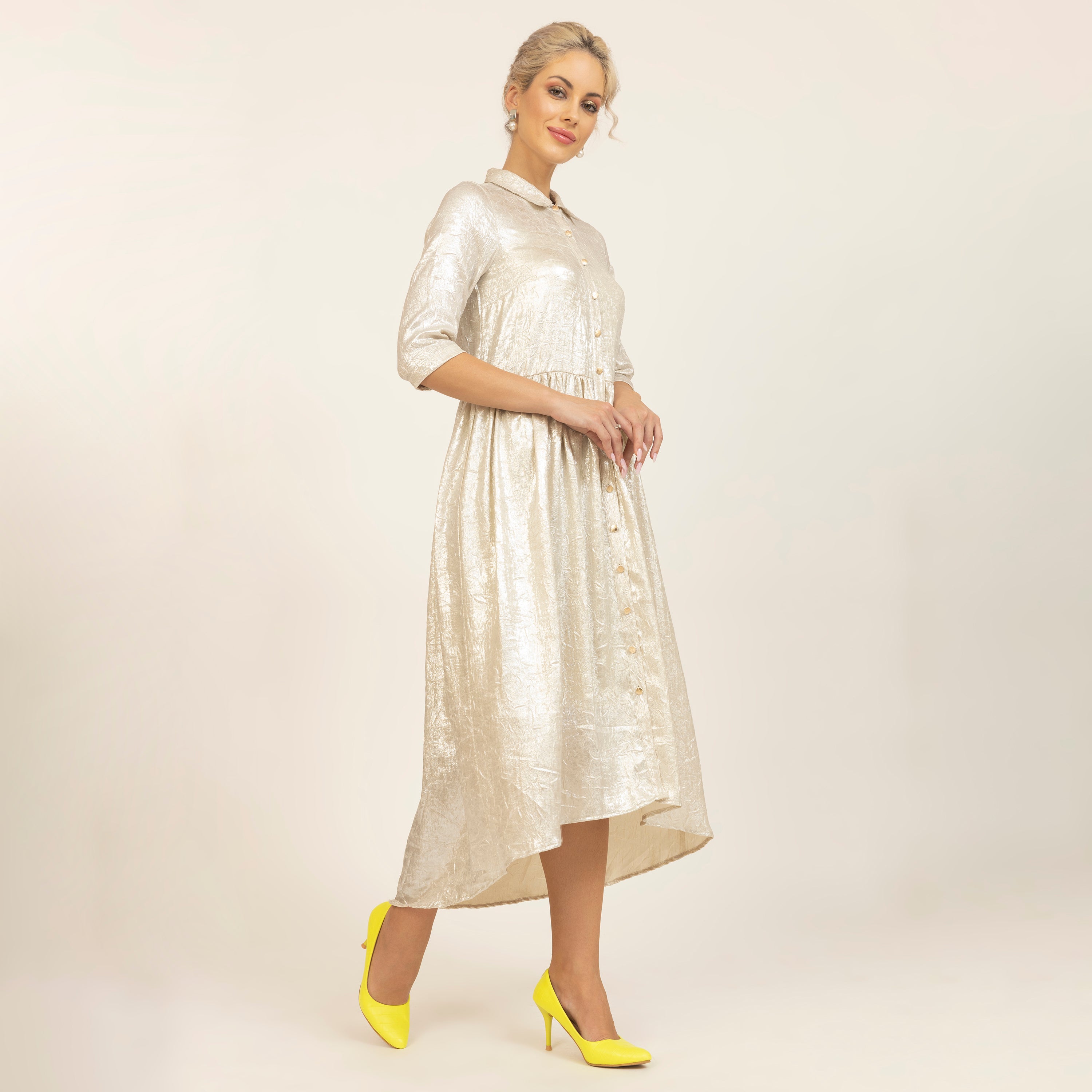 Golden Foil Textured Tunic, dresses for women, party wear dresses for women,  dresses, women dresses, one piece dress