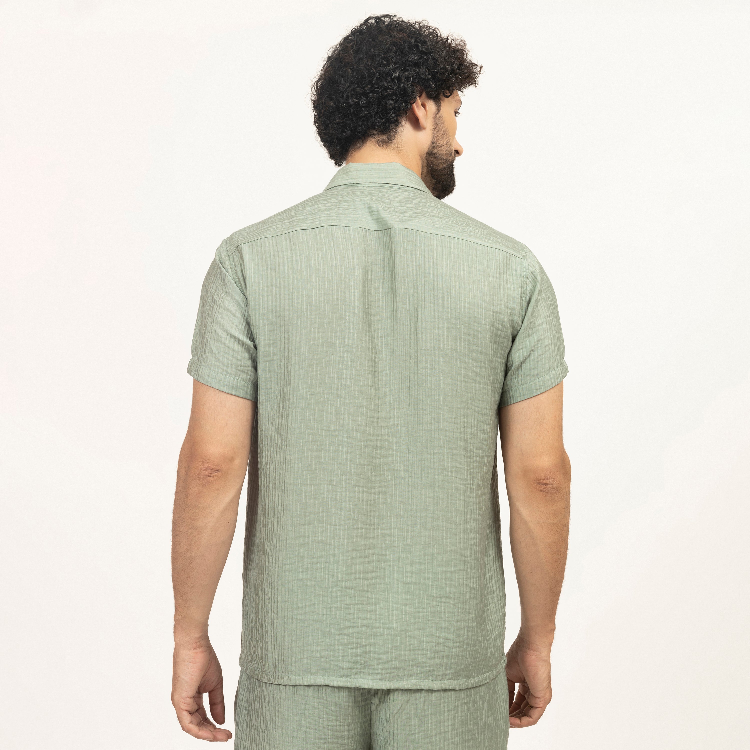 Buy Green Double Gauze Shirt for Men-4