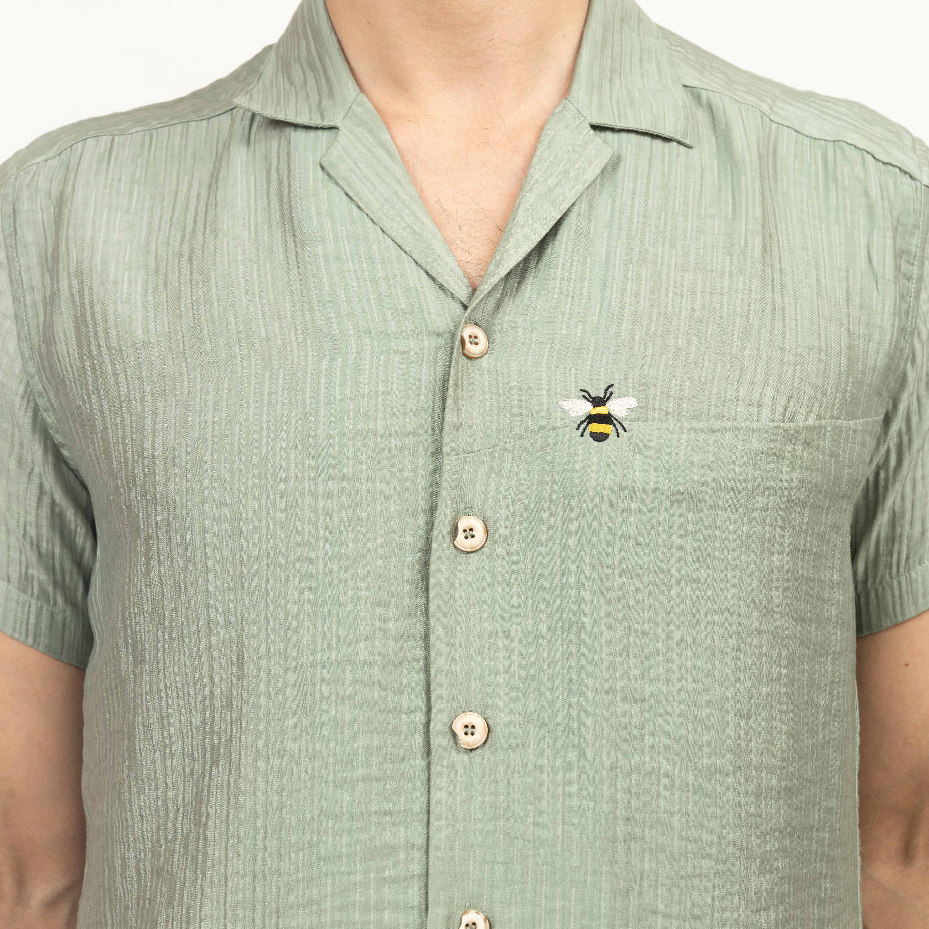 Buy Green Double Gauze Shirt for Men-3