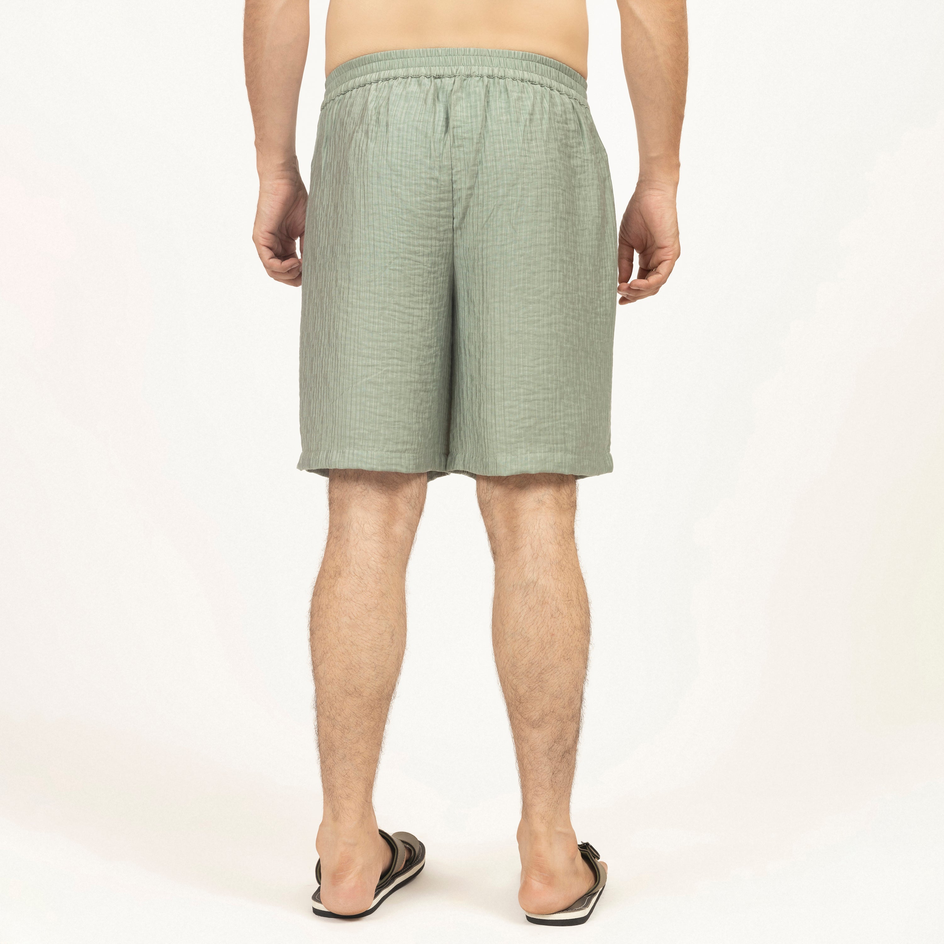 Green Double Gauze Bermuda Shorts for Men-5