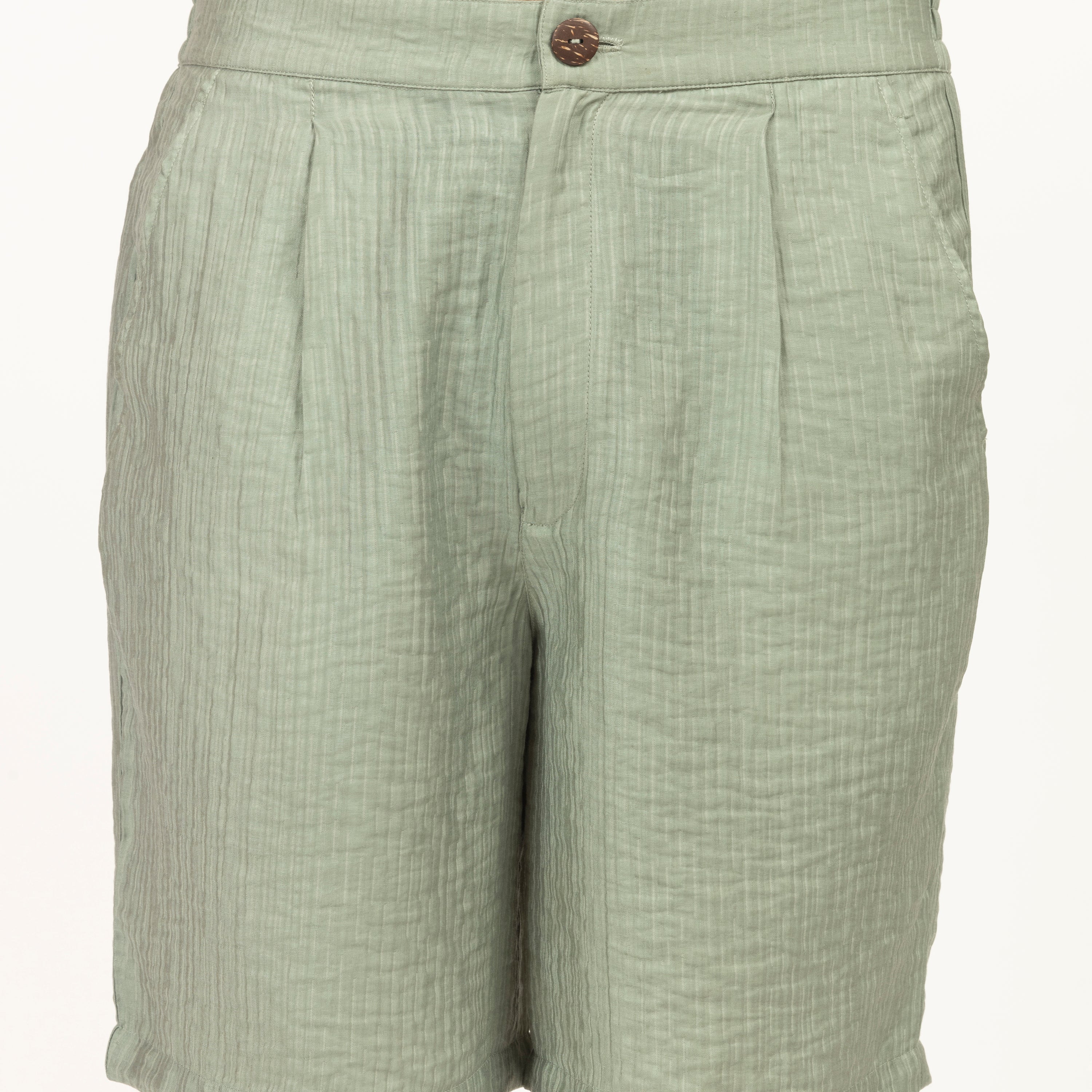 Green Double Gauze Bermuda Shorts for Men-3
