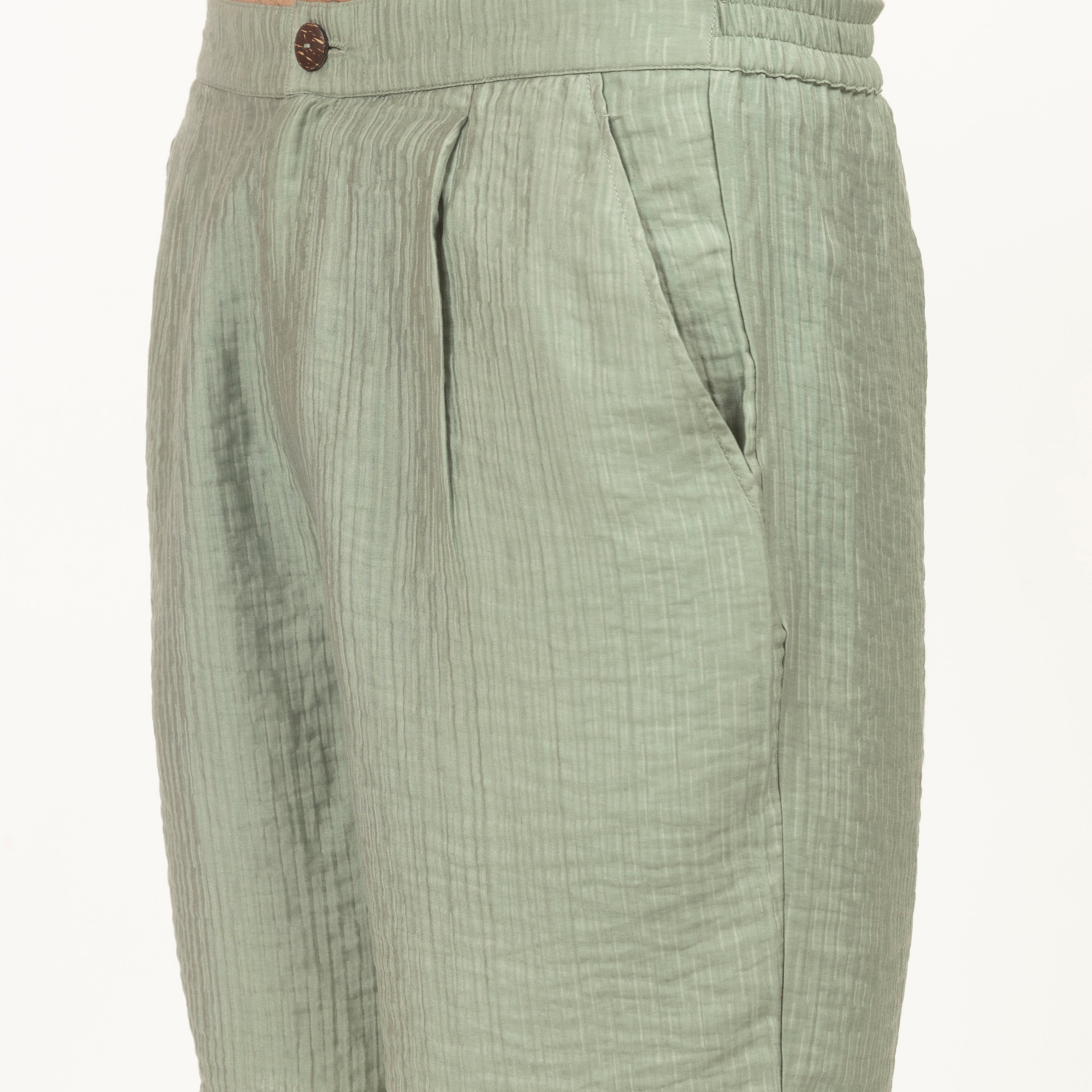 Green Double Gauze Bermuda Shorts for Men-4