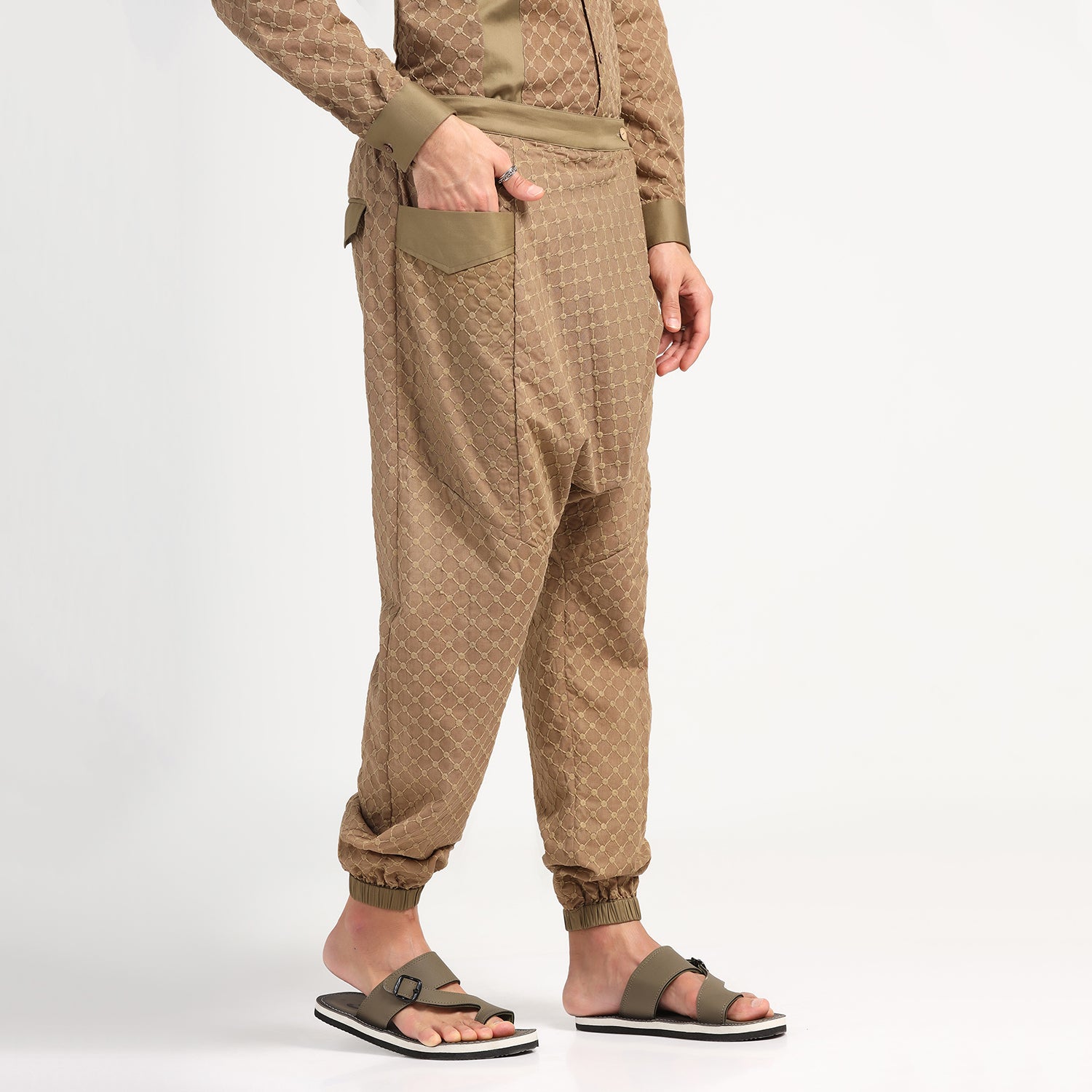 Green Schiffle Harem Pant for Men-2