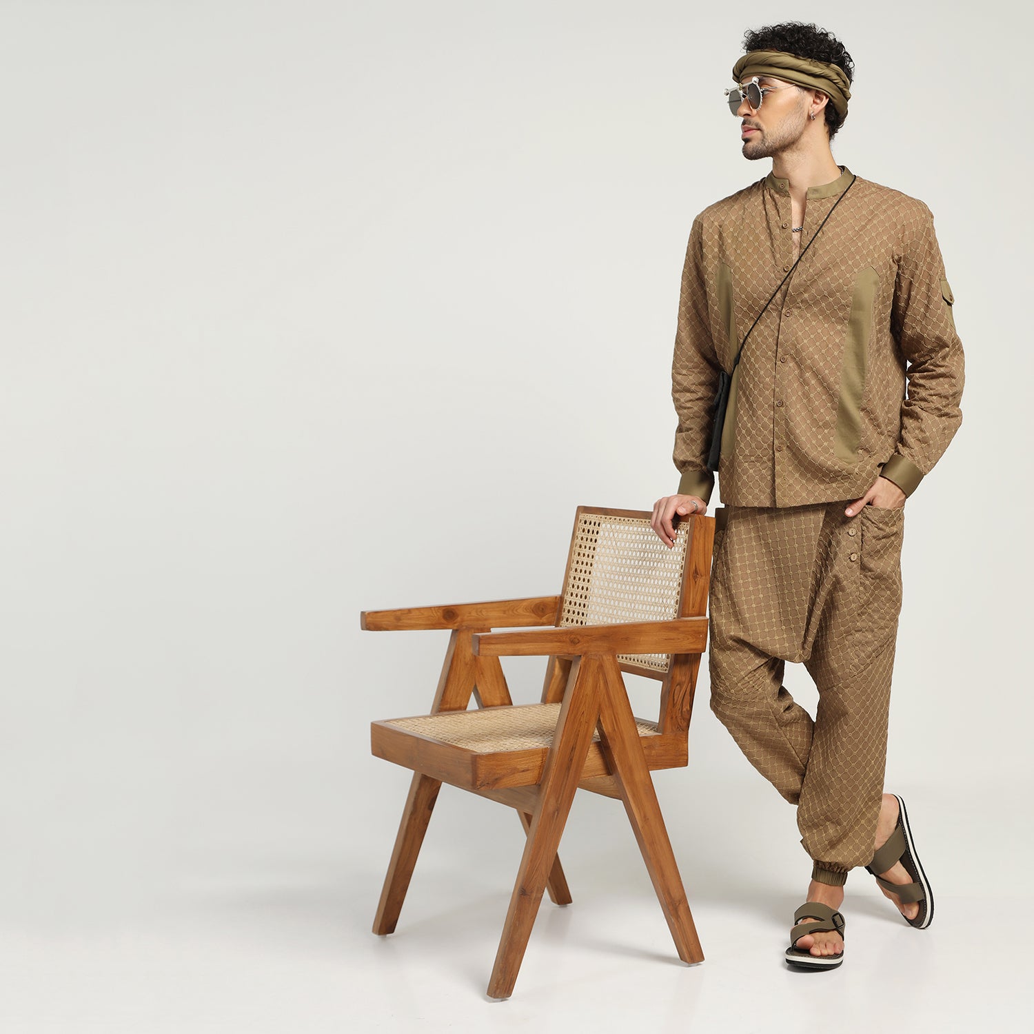 Green Schiffle Harem Pant for Men-5