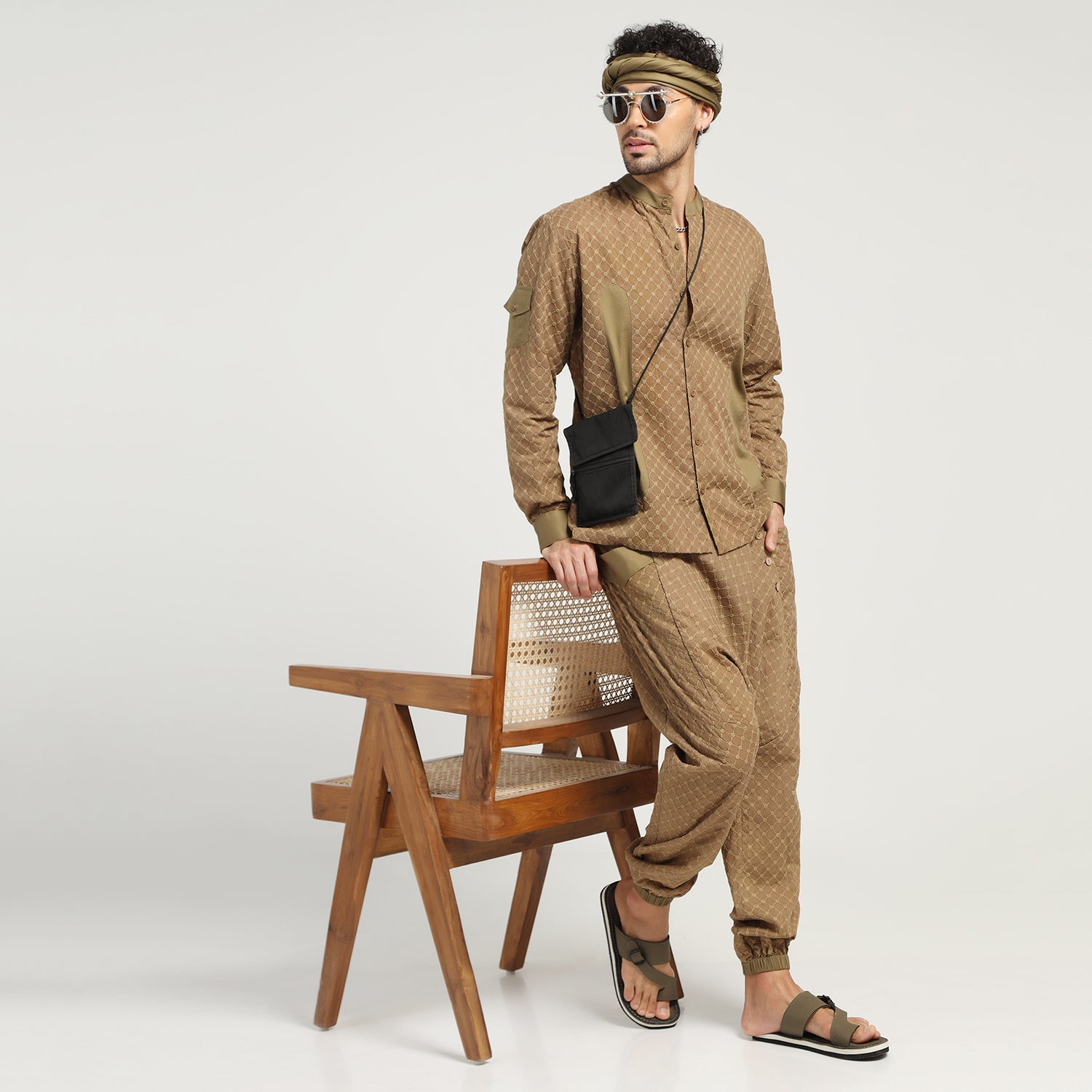 Green Schiffle Harem Pant for Men-6