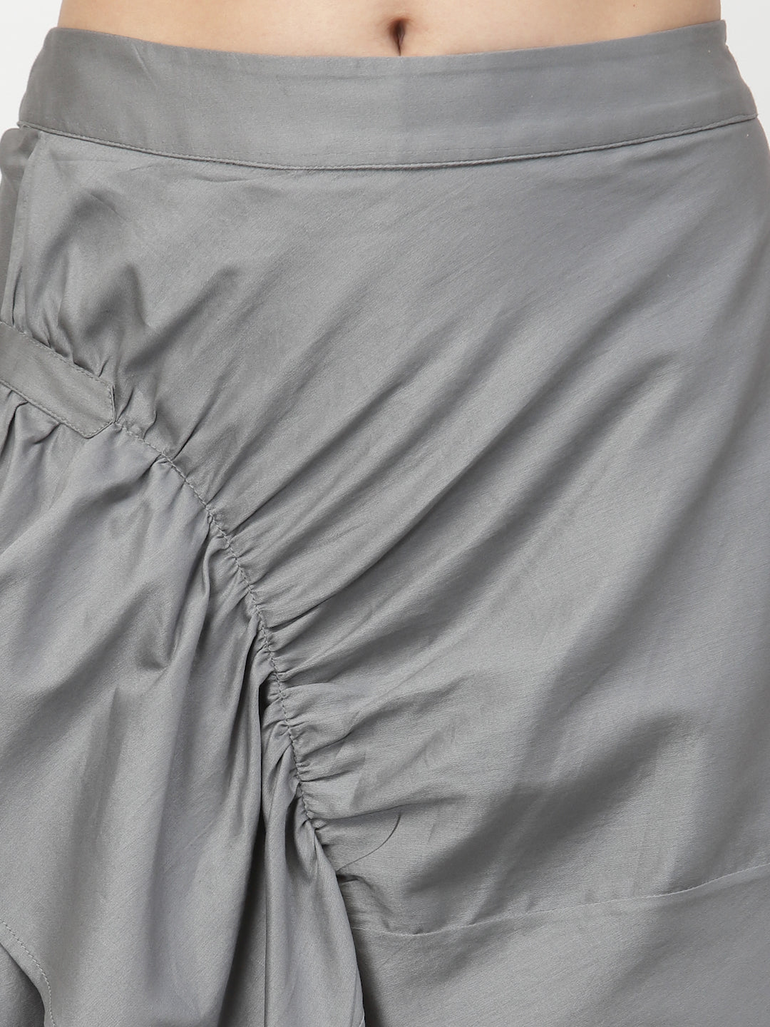 Grey Asymmetrical Skirt With Buckles, skirts for women, long skirts for women, crop top and skirt, women in short skirts