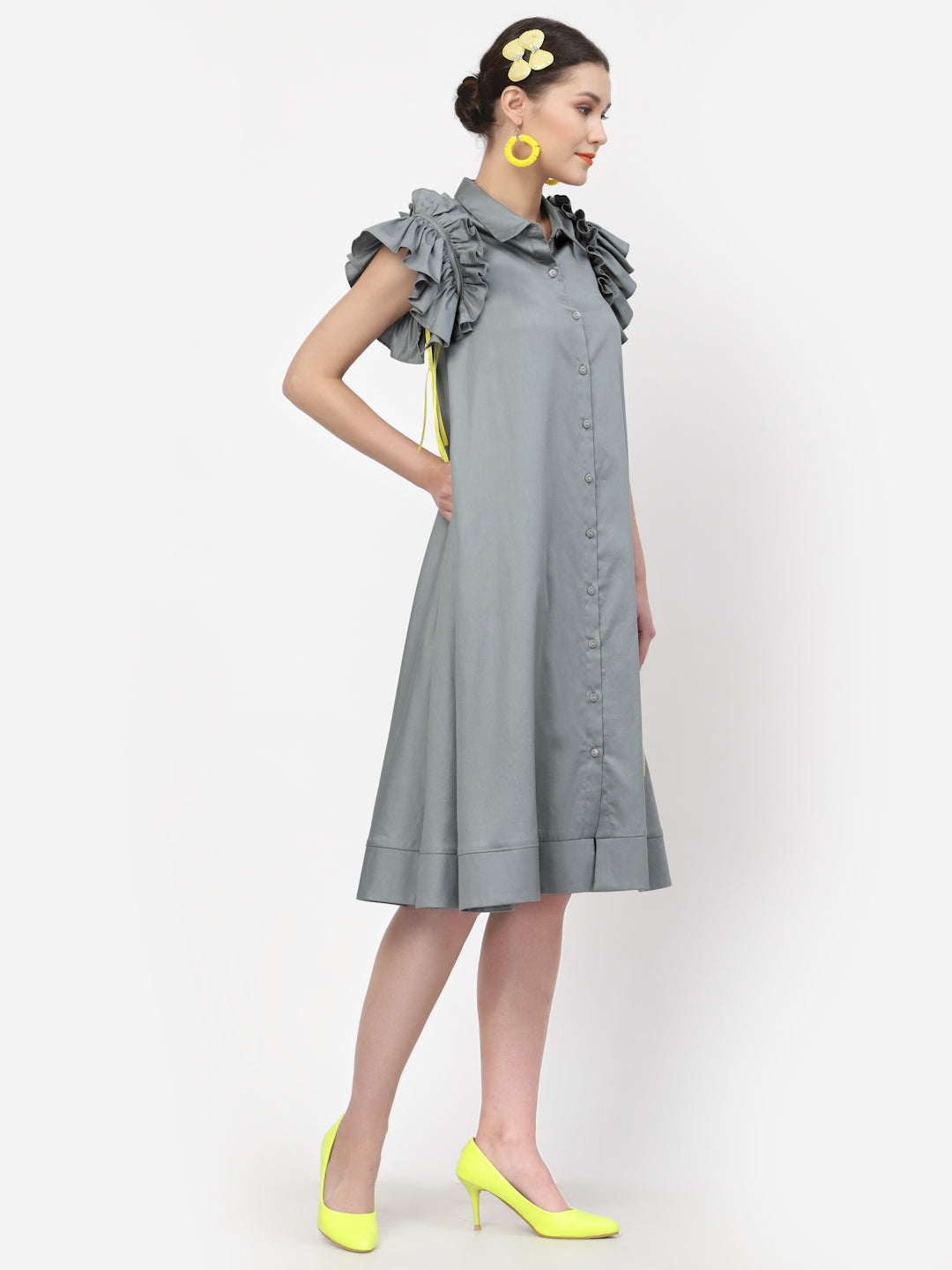 Grey Dress With Silver Butterfly Embroidery, Mesh Dress , Party dress , Holographic print dress , sequins dress