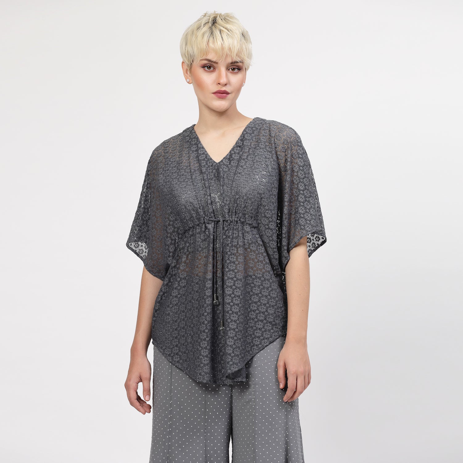 Grey Flower Net Kaftan, Kaaftan for women, designer kaaftan, party wear kaaftan, stylish kaaftan