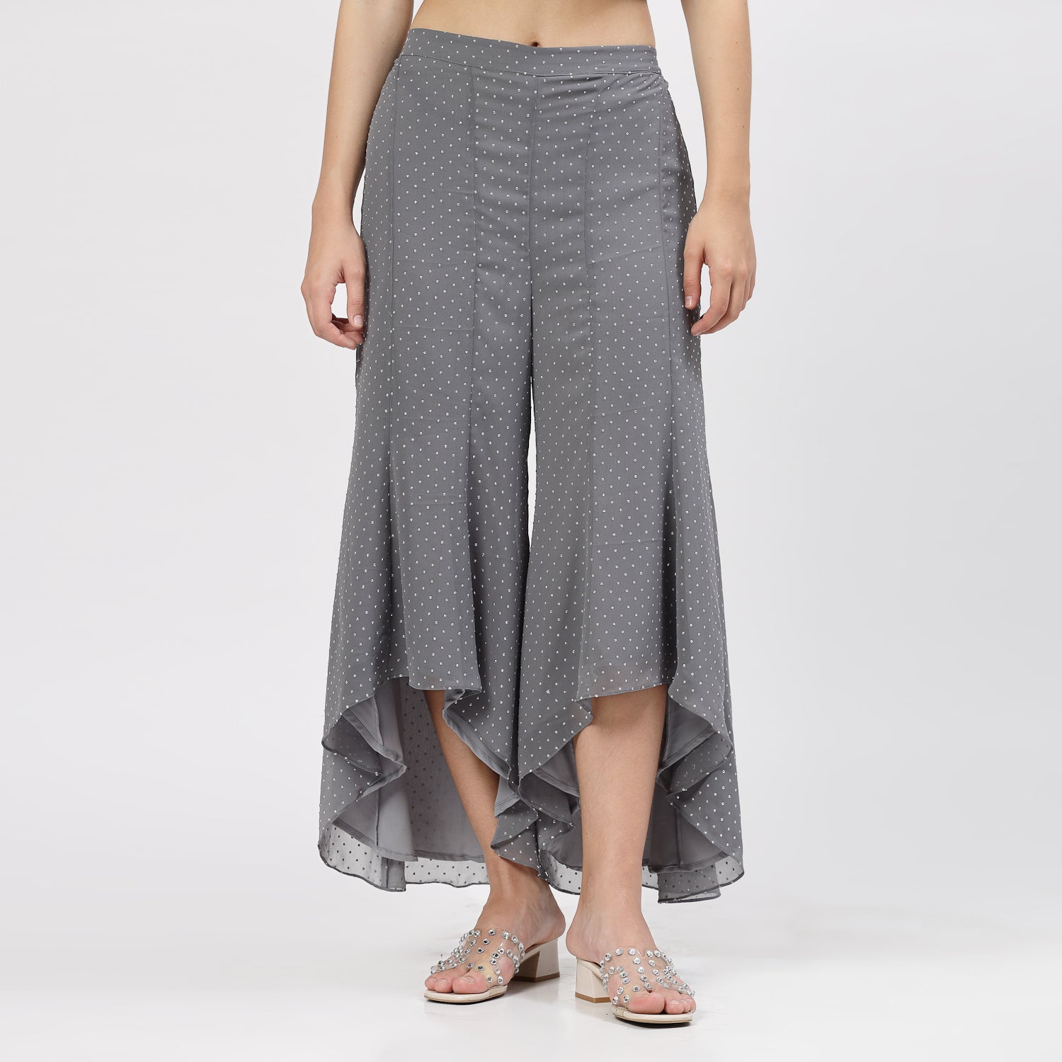 Grey Georgette Asymmetrical Plazzo for Women