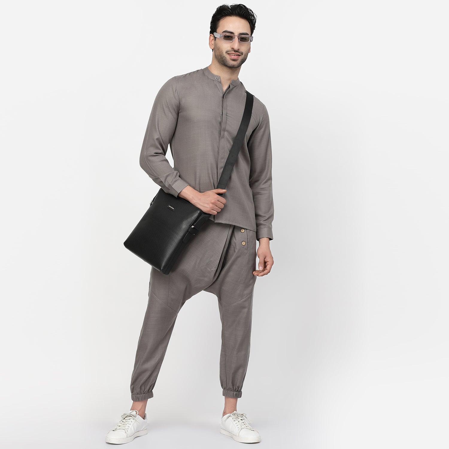 Grey Linen Harem Pant for Men-5