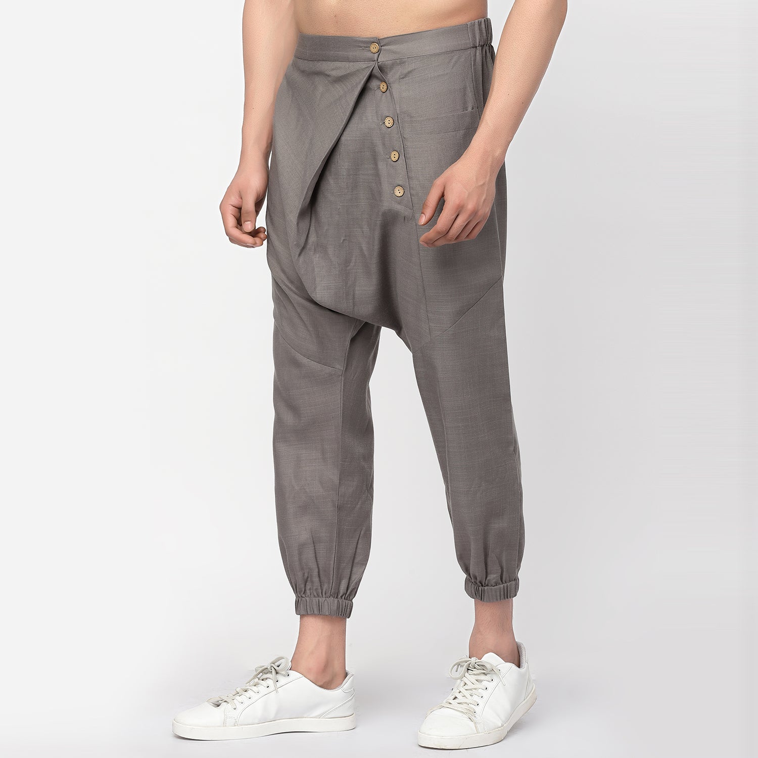 Grey Linen Harem Pant for Men-2