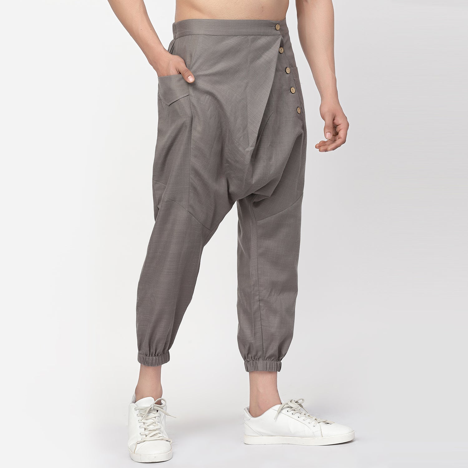 Grey Linen Harem Pant for Men-3