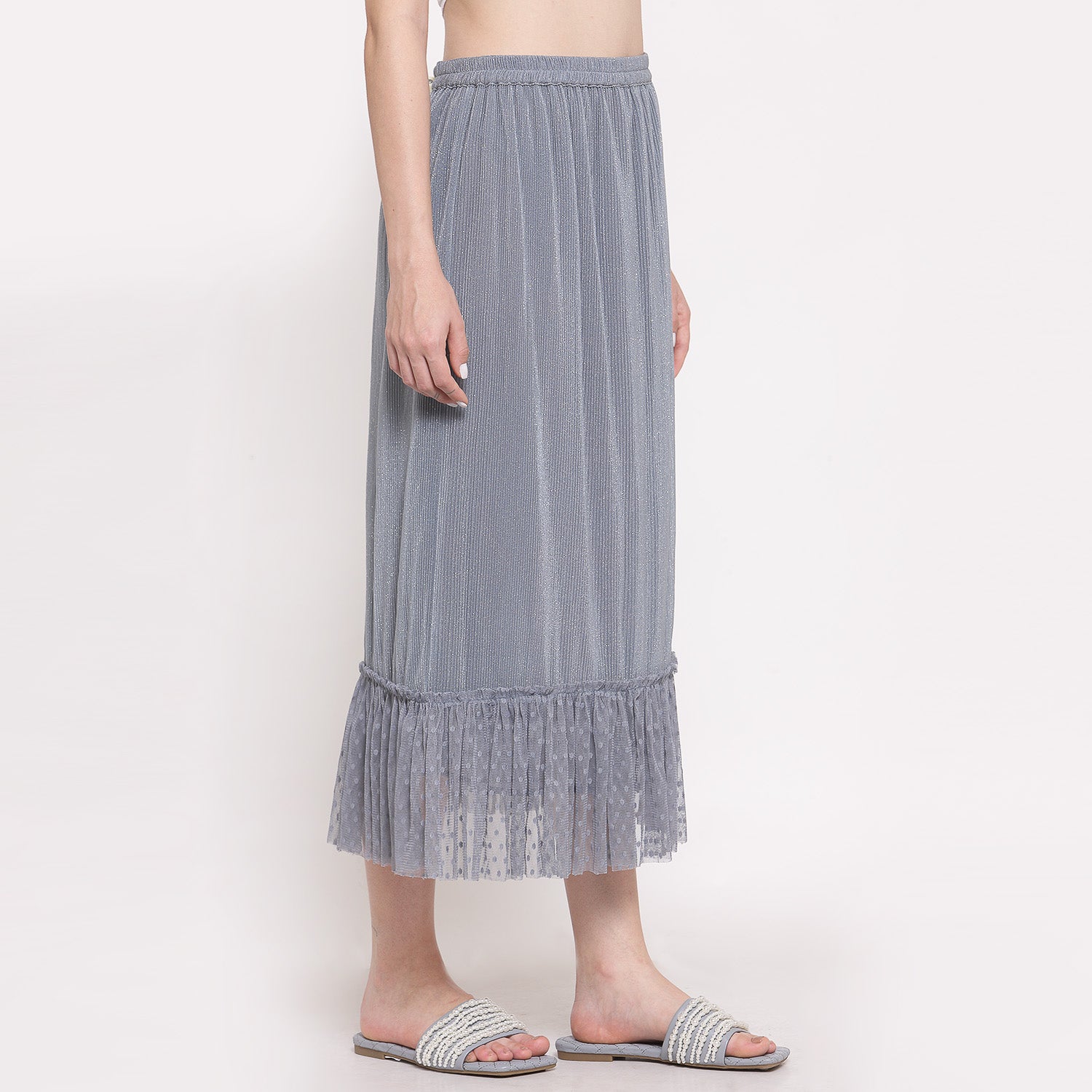 Buy Grey Plisse Long Skirt for Women