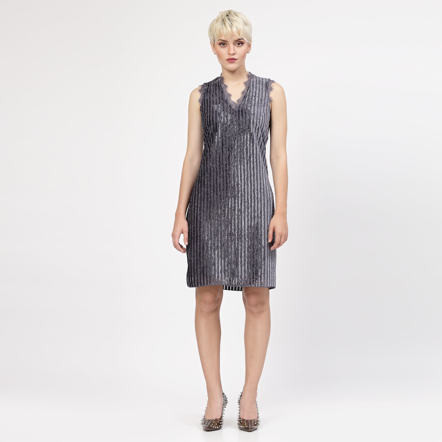 Grey Sleeveless Velvet Dress, Mesh Dress , Party dress , Holographic print dress , sequins dress 